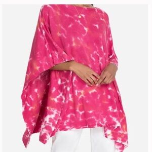 Johnny was Boho hand painted pink poncho one size